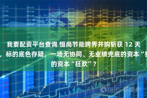 我要配资平台查询 恒尚节能跨界并购斩获 12 天 11 板，标的底色存疑，一场无协同、无业绩兜底的资本“狂欢”？